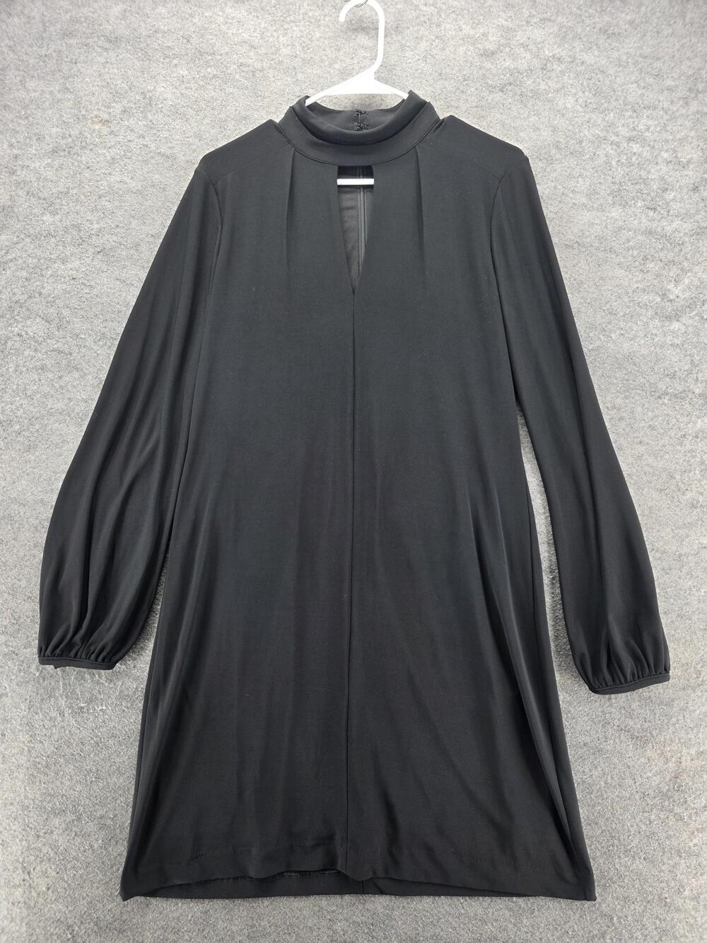White House Black Market Dress Womens 8 Black Mock Neck Keyhole Long Sleeve LBD